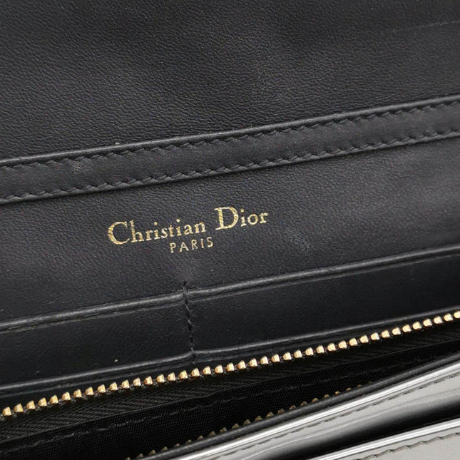 Dior Diorama Wallet on Chain Micro-cannage Silver Metallic Patent Leather Crossbody Bag