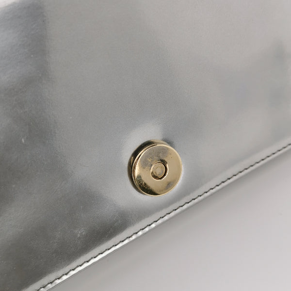 Dior Diorama Wallet on Chain Micro-cannage Silver Metallic Patent Leather Crossbody Bag