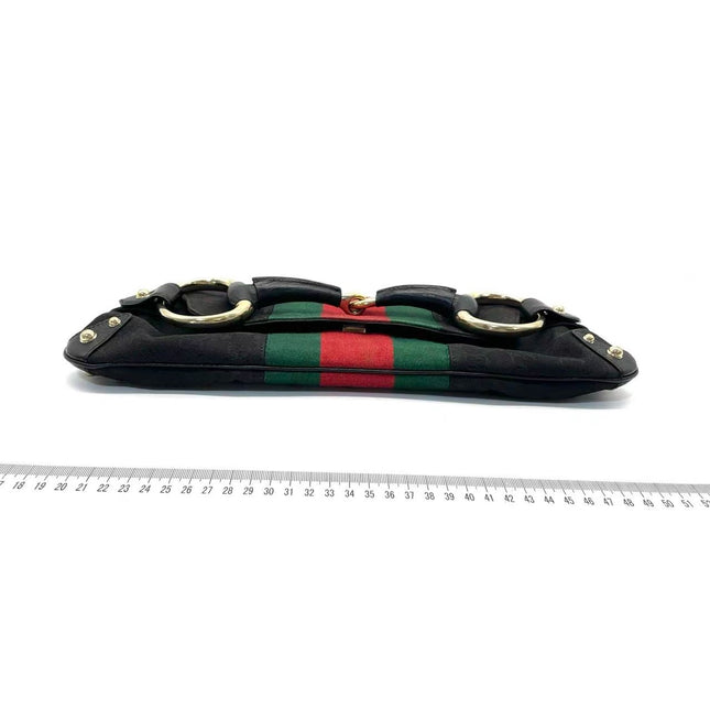 Sold Gucci Horsebit 1955 Cloth Black Monogram Large Shoulder bag