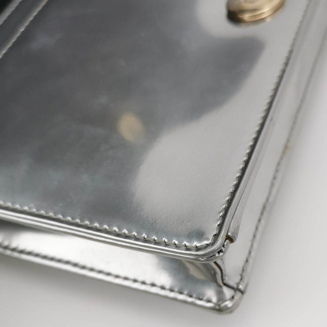 Dior Diorama Wallet on Chain Micro-cannage Silver Metallic Patent Leather Crossbody Bag