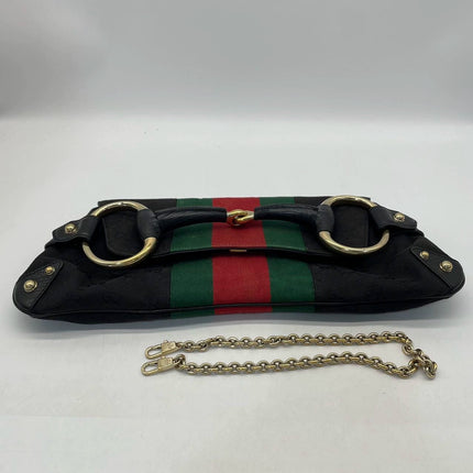 Sold Gucci Horsebit 1955 Cloth Black Monogram Large Shoulder bag