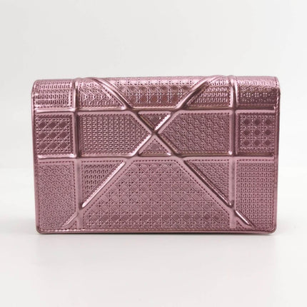 Sold Dior Diorama Wallet on Chain Micro-cannage Pink Metallic Patent Leather Crossbody Bag