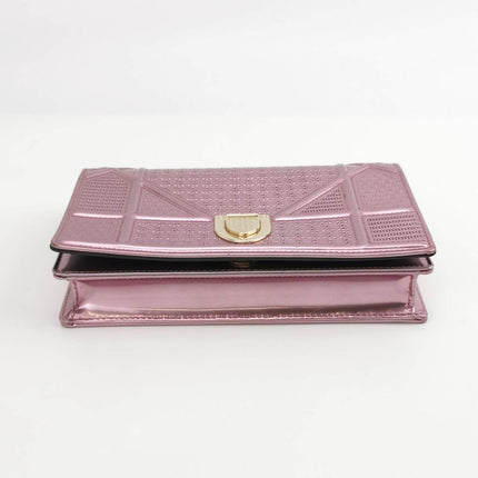 Sold Dior Diorama Wallet on Chain Micro-cannage Pink Metallic Patent Leather Crossbody Bag