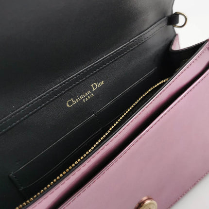 Sold Dior Diorama Wallet on Chain Micro-cannage Pink Metallic Patent Leather Crossbody Bag