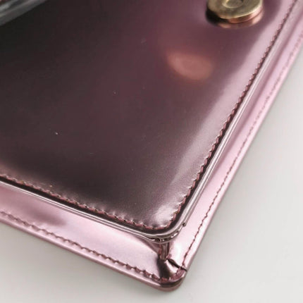 Sold Dior Diorama Wallet on Chain Micro-cannage Pink Metallic Patent Leather Crossbody Bag