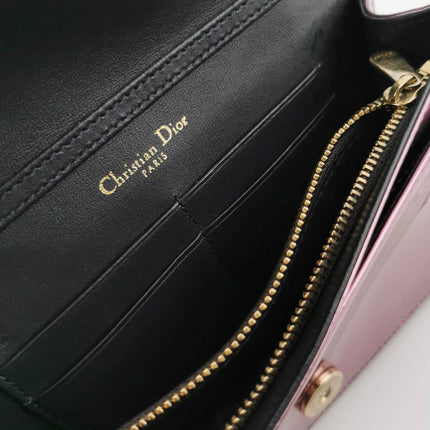 Sold Dior Diorama Wallet on Chain Micro-cannage Pink Metallic Patent Leather Crossbody Bag
