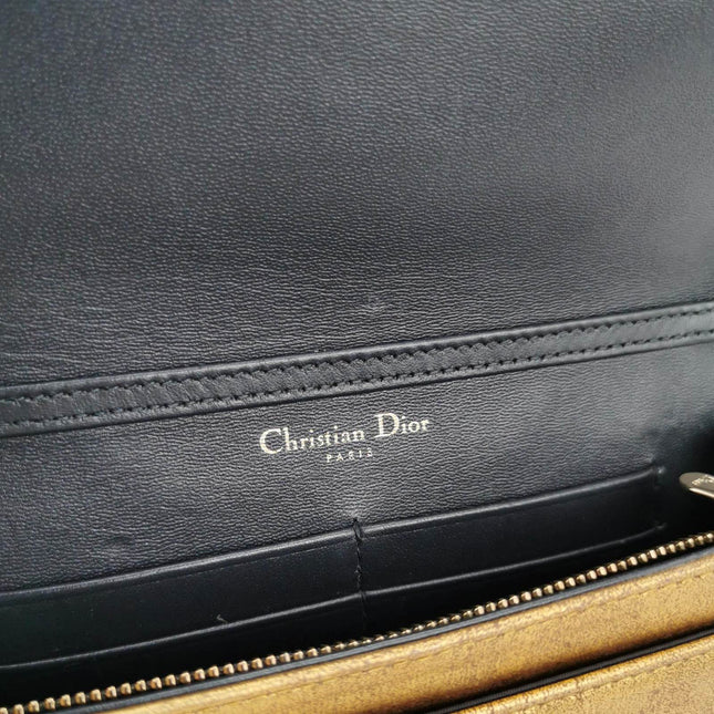 Dior Diorama Wallet on Chain Gold Metallic Patent Leather Crossbody Bag