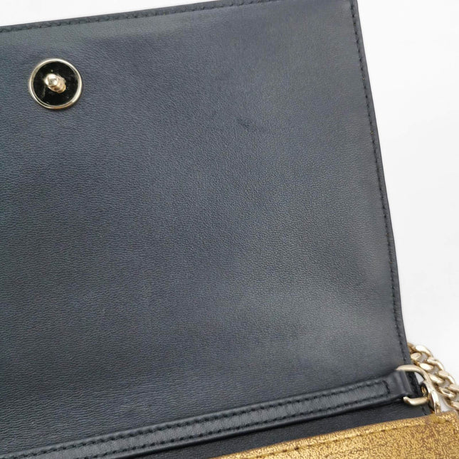 Dior Diorama Wallet on Chain Gold Metallic Patent Leather Crossbody Bag