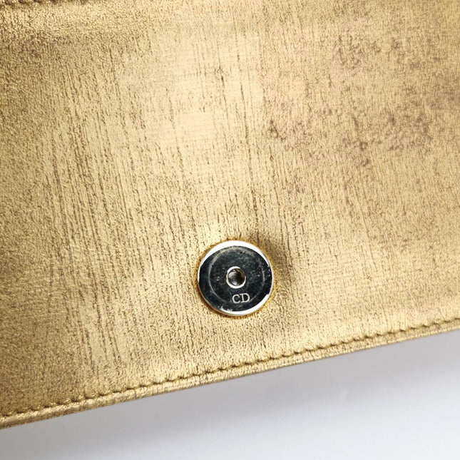 Dior Diorama Wallet on Chain Gold Metallic Patent Leather Crossbody Bag
