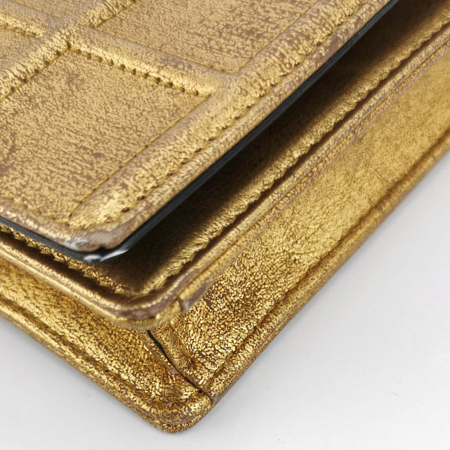 Dior Diorama Wallet on Chain Gold Metallic Patent Leather Crossbody Bag