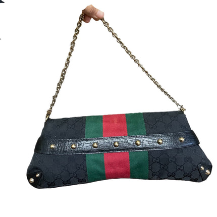 Sold Gucci Horsebit 1955 Cloth Black Monogram Large Shoulder bag