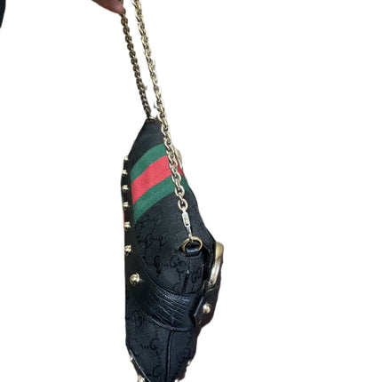 Sold Gucci Horsebit 1955 Cloth Black Monogram Large Shoulder bag
