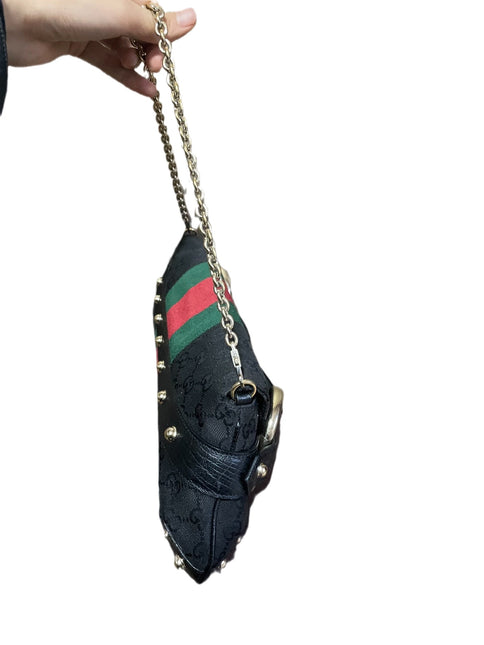 Sold Gucci Horsebit 1955 Cloth Black Monogram Large Shoulder bag