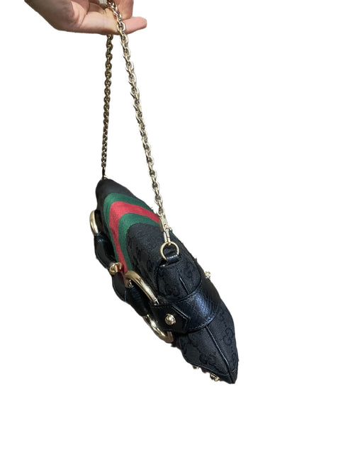 Sold Gucci Horsebit 1955 Cloth Black Monogram Large Shoulder bag