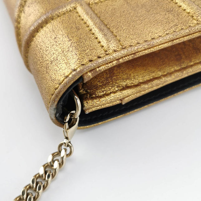 Dior Diorama Wallet on Chain Gold Metallic Patent Leather Crossbody Bag