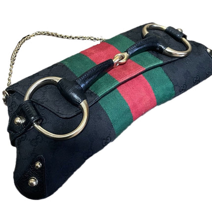 Sold Gucci Horsebit 1955 Cloth Black Monogram Large Shoulder bag