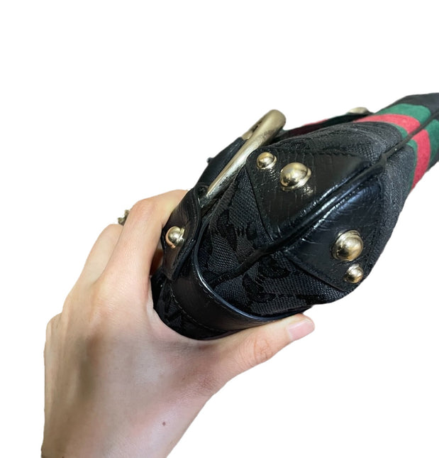 Sold Gucci Horsebit 1955 Cloth Black Monogram Large Shoulder bag
