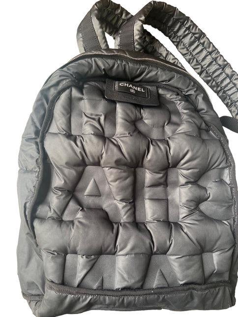 Chanel Doudoune Backpack Embossed Black Nylon Medium