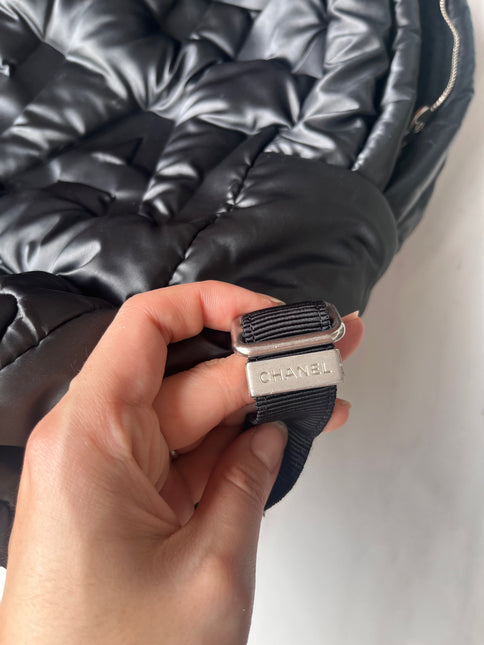 Chanel Doudoune Backpack Embossed Black Nylon Medium