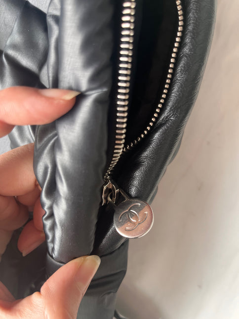 Chanel Doudoune Backpack Embossed Black Nylon Medium