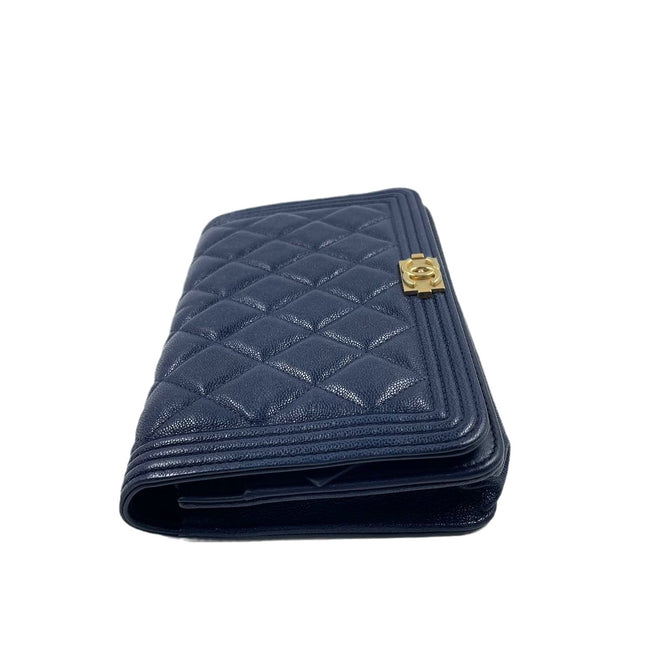 Sold Chanel Wallet on Chain WOC Boy Navy Caviar Leather with Antiqued Gold Hardware