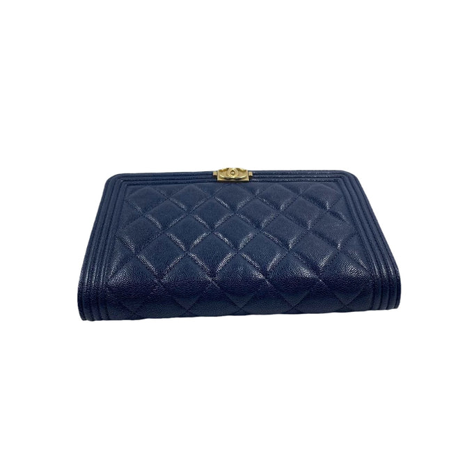 Sold Chanel Wallet on Chain WOC Boy Navy Caviar Leather with Antiqued Gold Hardware