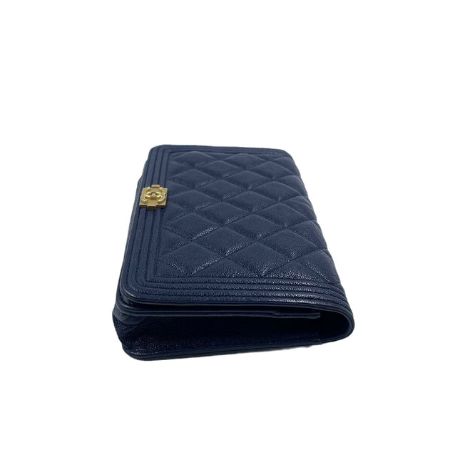 Sold Chanel Wallet on Chain WOC Boy Navy Caviar Leather with Antiqued Gold Hardware