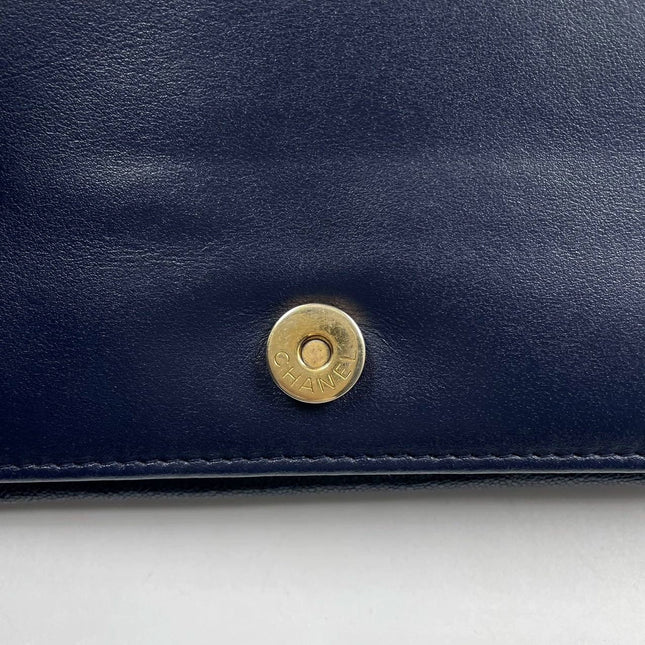 Sold Chanel Wallet on Chain WOC Boy Navy Caviar Leather with Antiqued Gold Hardware