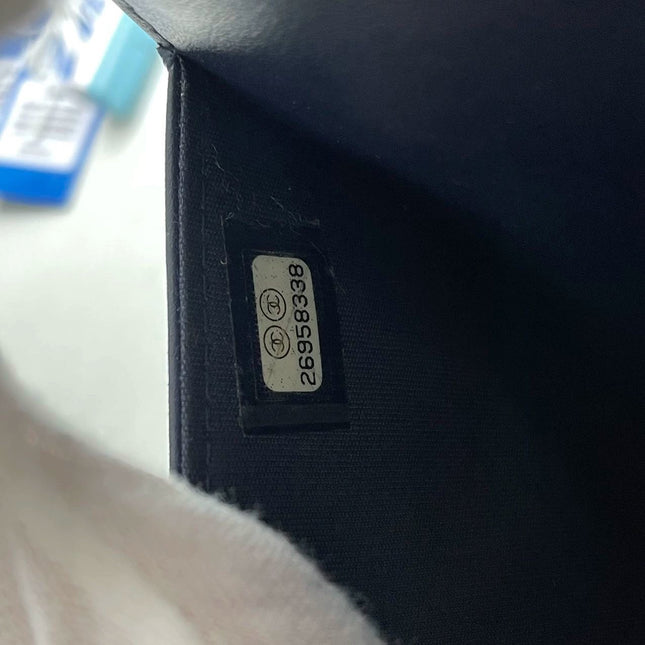 Sold Chanel Wallet on Chain WOC Boy Navy Caviar Leather with Antiqued Gold Hardware