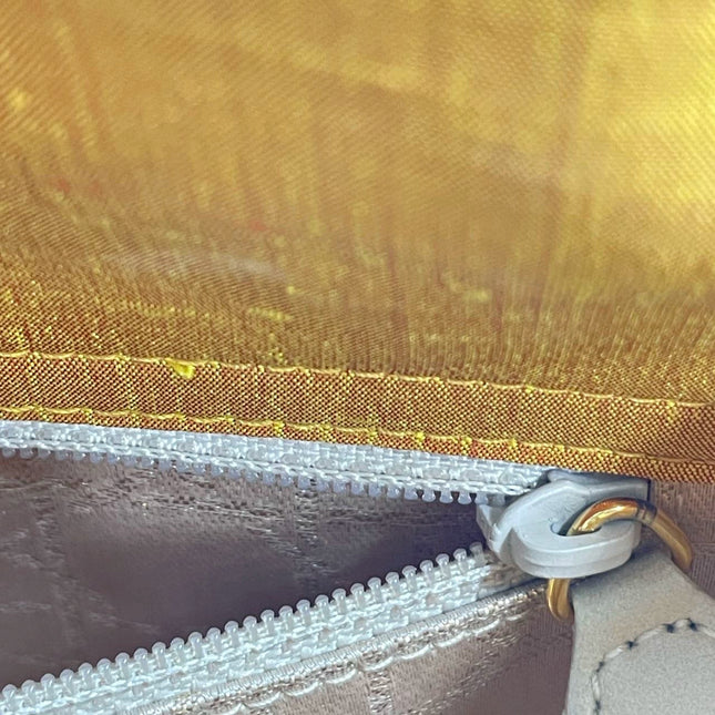 Lady Dior Mini Mustard Yellow Silk Cannage Handbag