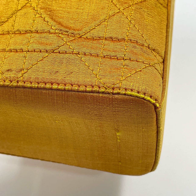 Lady Dior Mini Mustard Yellow Silk Cannage Handbag