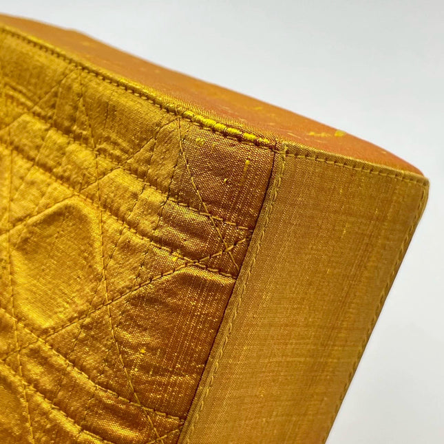 Lady Dior Mini Mustard Yellow Silk Cannage Handbag