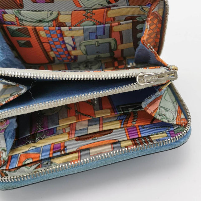 Hermes Silk'in Wallet Small Blue Leather