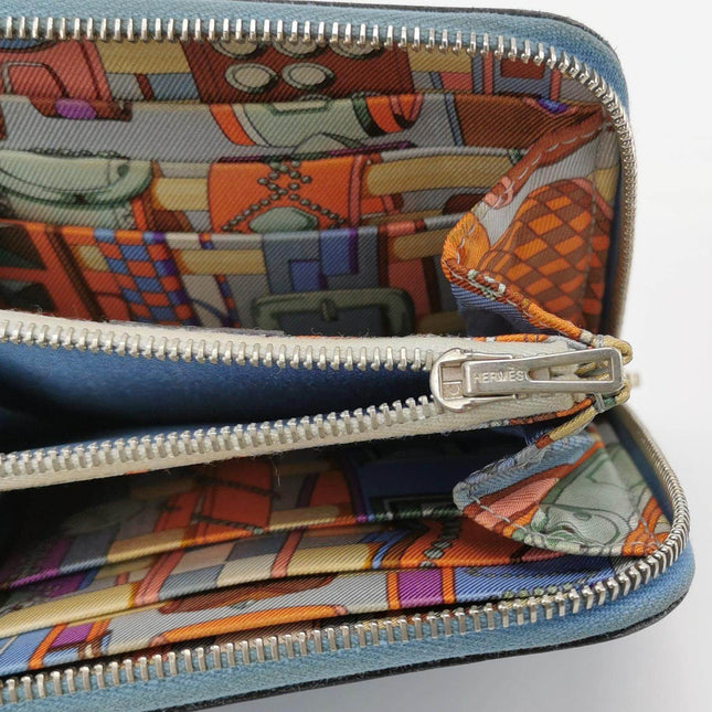 Hermes Silk'in Wallet Small Blue Leather