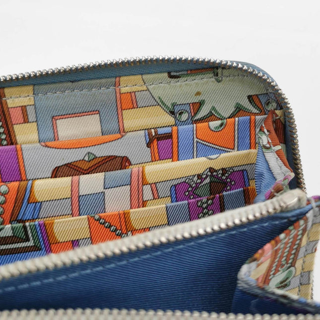Hermes Silk'in Wallet Small Blue Leather