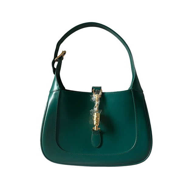 Gucci Jackie 1961 Green Leather Bag Small with Adjustable Strap-Luxbags