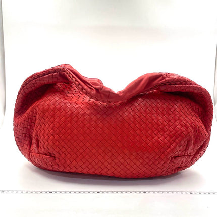 Sold Bottega Veneta Red Belly Hobo Intrecciato Nappa Leather Handbag