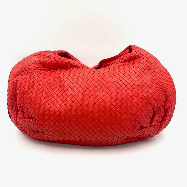 Sold Bottega Veneta Red Belly Hobo Intrecciato Nappa Leather Handbag