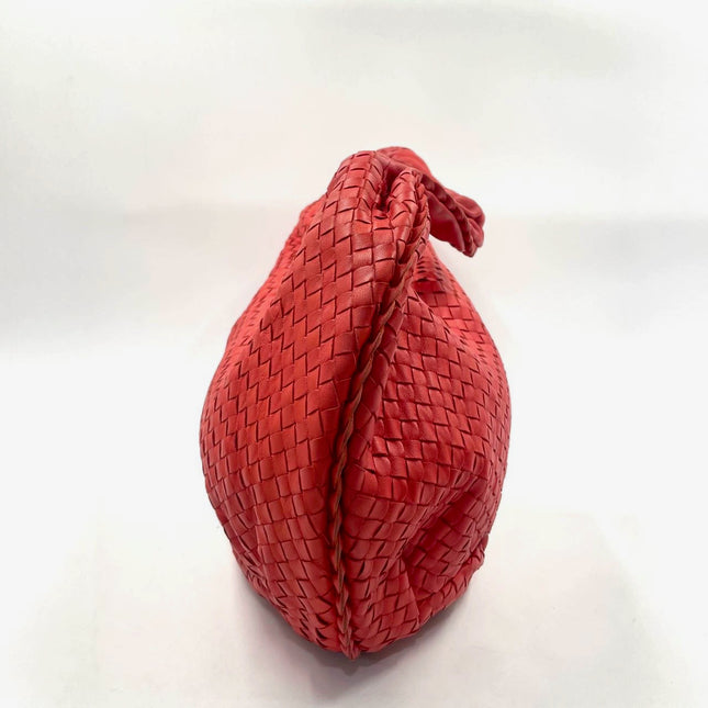 Sold Bottega Veneta Red Belly Hobo Intrecciato Nappa Leather Handbag