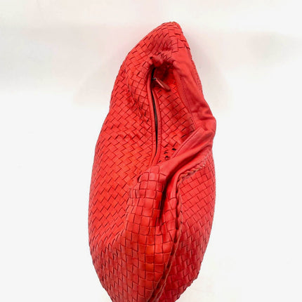 Sold Bottega Veneta Red Belly Hobo Intrecciato Nappa Leather Handbag