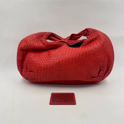 Sold Bottega Veneta Red Belly Hobo Intrecciato Nappa Leather Handbag