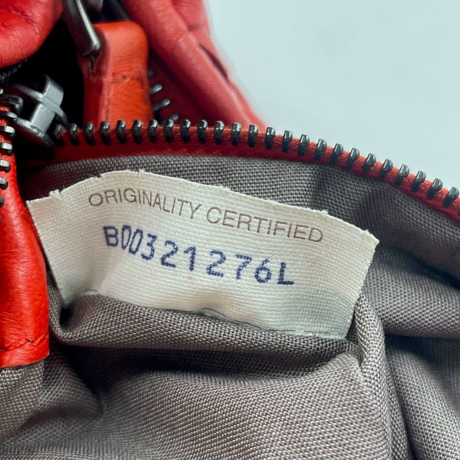 Sold Bottega Veneta Red Belly Hobo Intrecciato Nappa Leather Handbag