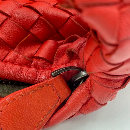 Sold Bottega Veneta Red Belly Hobo Intrecciato Nappa Leather Handbag