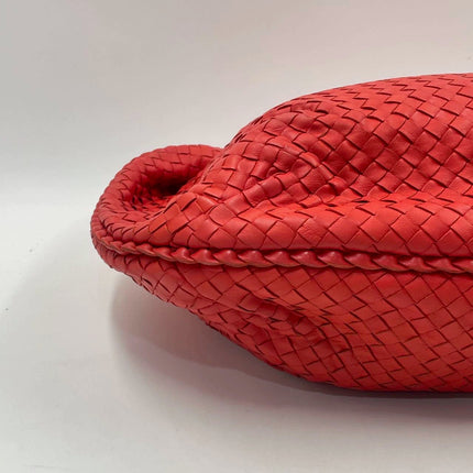 Sold Bottega Veneta Red Belly Hobo Intrecciato Nappa Leather Handbag
