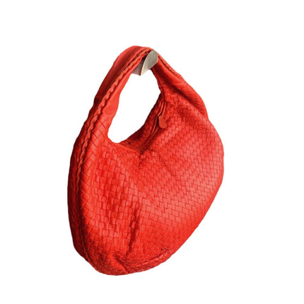 Sold Bottega Veneta Red Belly Hobo Intrecciato Nappa Leather Handbag