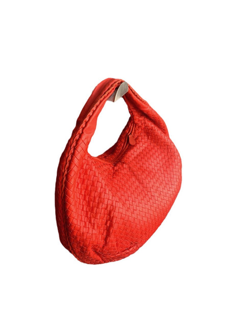 Sold Bottega Veneta Red Belly Hobo Intrecciato Nappa Leather Handbag