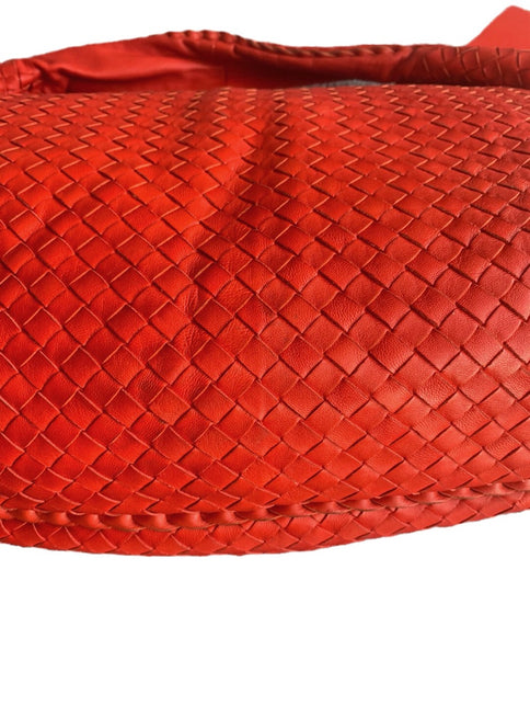 Sold Bottega Veneta Red Belly Hobo Intrecciato Nappa Leather Handbag