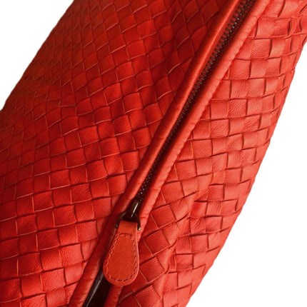 Sold Bottega Veneta Red Belly Hobo Intrecciato Nappa Leather Handbag
