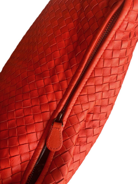 Sold Bottega Veneta Red Belly Hobo Intrecciato Nappa Leather Handbag