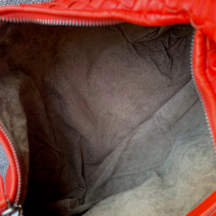 Sold Bottega Veneta Red Belly Hobo Intrecciato Nappa Leather Handbag